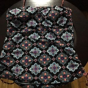 Black blue and pink halter tankini